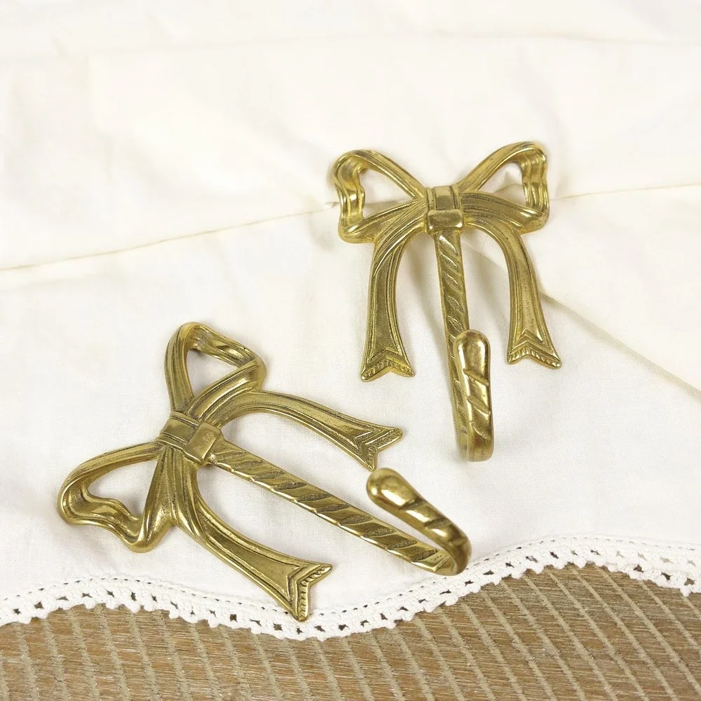 Set of 2 Vintage Brass Bow Wall Hooks House Of Lloyd Cottage, 4.5